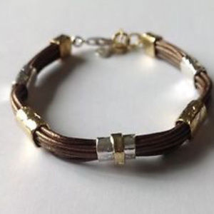 Silpada Tan Lines Bracelet B3324 Leather mix metal
